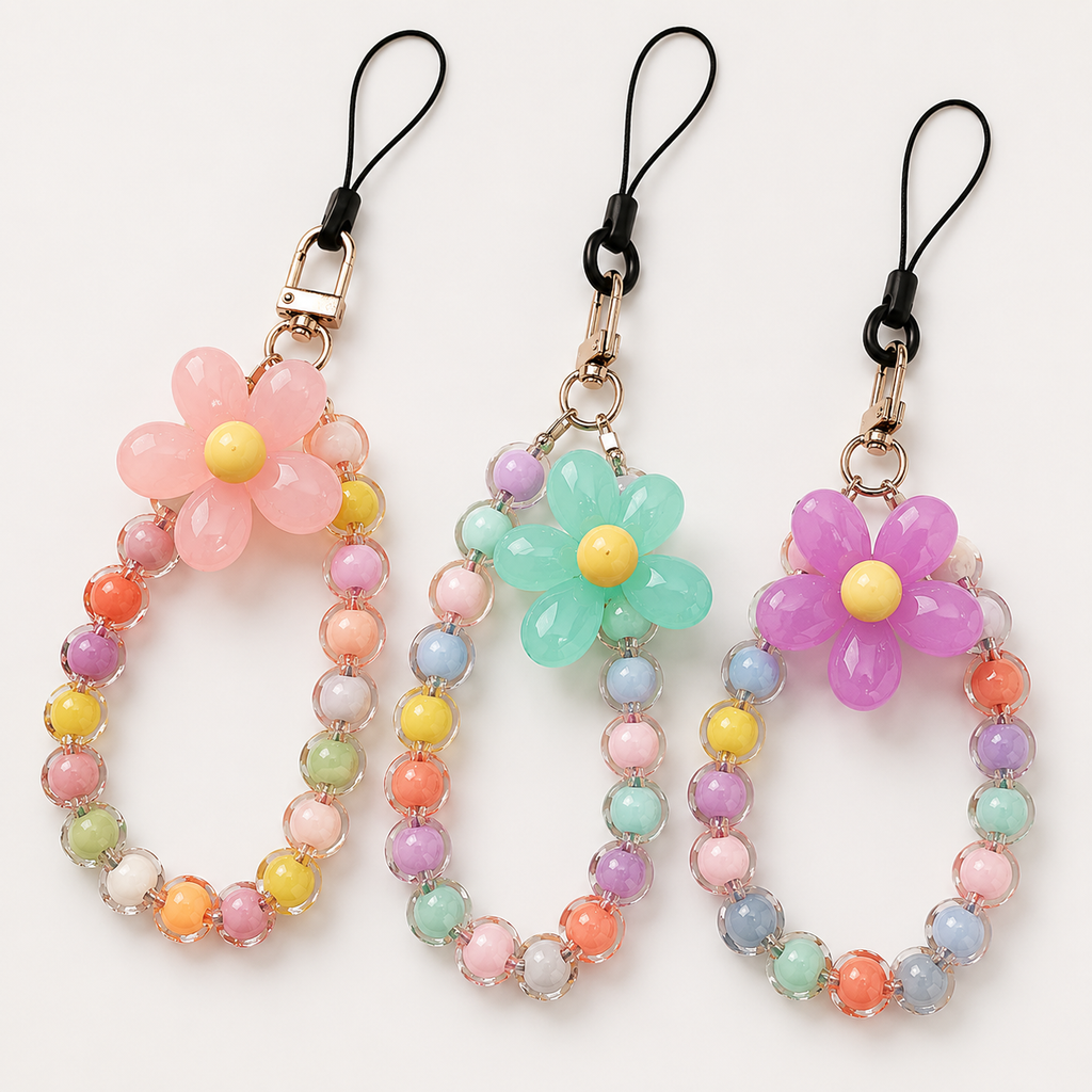 Snapglow Handmade flower, Multicolour Beaded Lanyard Bracelet