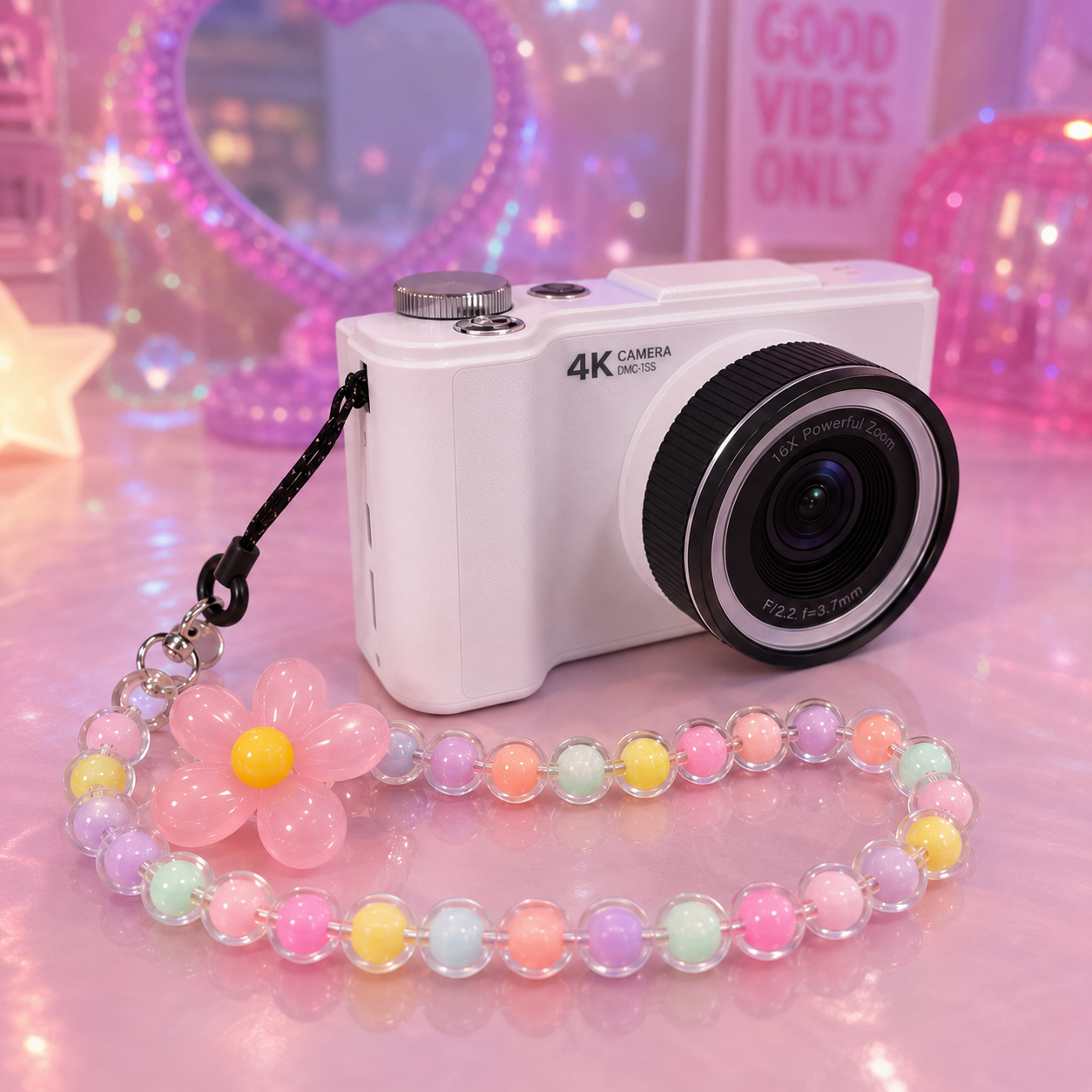 Snapglow Handmade flower, Multicolour Beaded Lanyard Bracelet
