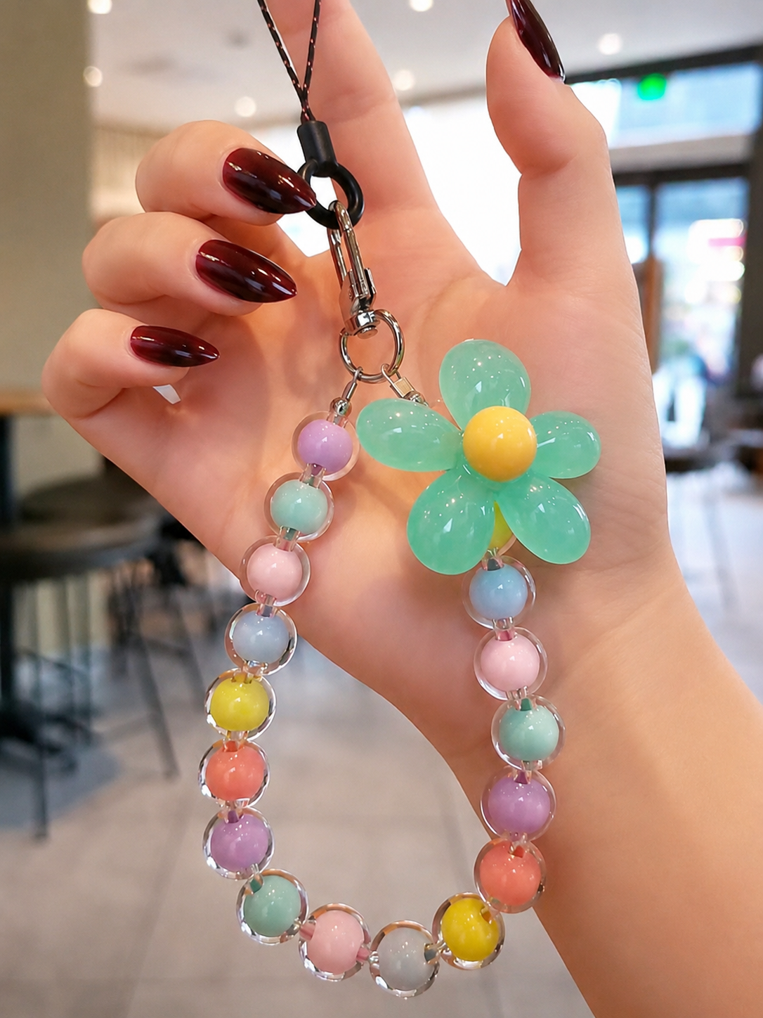 Snapglow Handmade flower, Multicolour Beaded Lanyard Bracelet