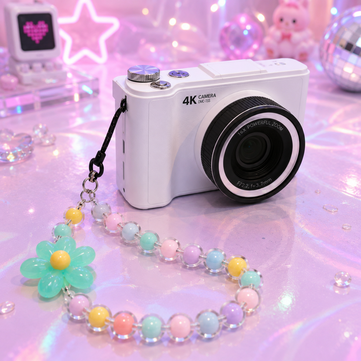 Snapglow Handmade flower, Multicolour Beaded Lanyard Bracelet