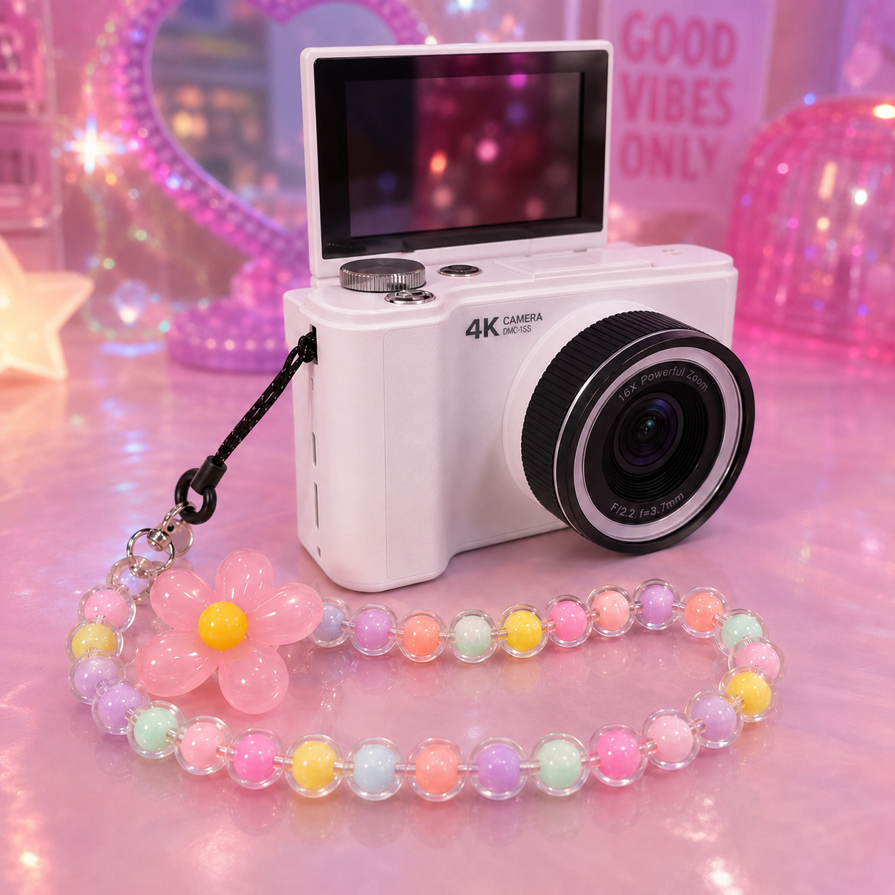 Snapglow Handmade flower, Multicolour Beaded Lanyard Bracelet
