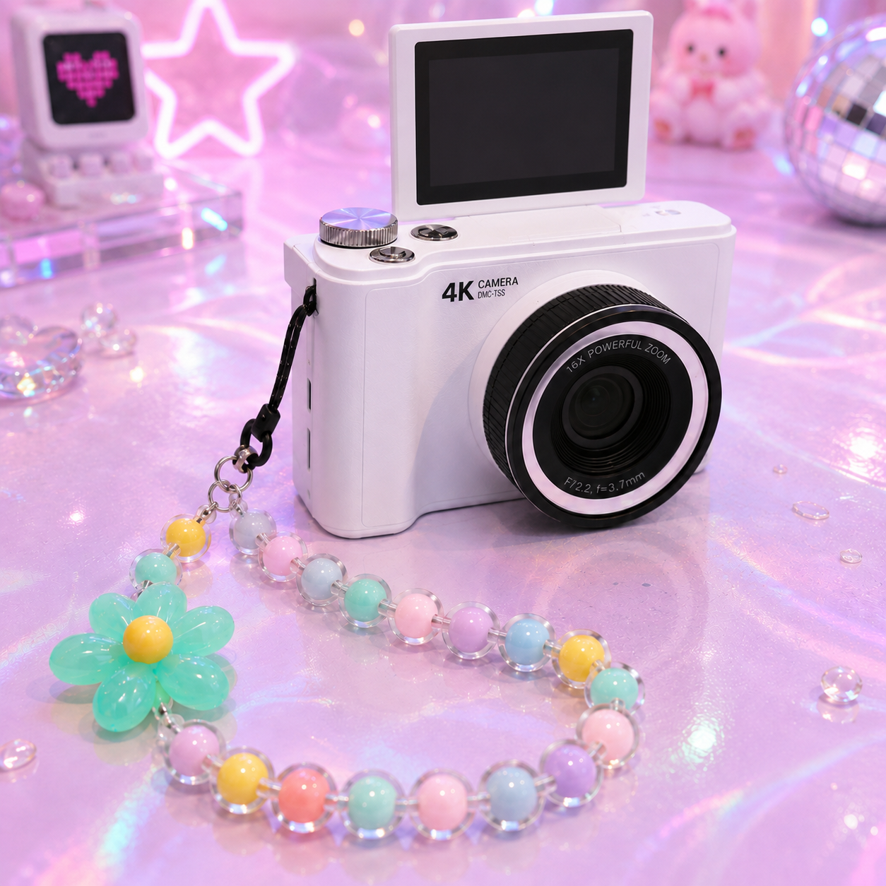 Snapglow Handmade flower, Multicolour Beaded Lanyard Bracelet